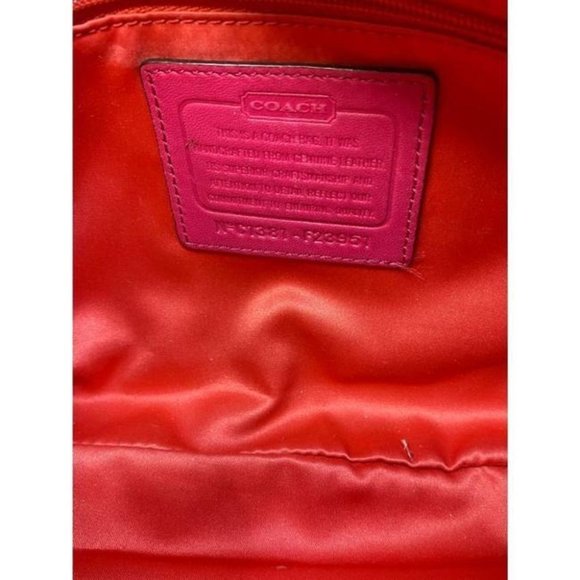 coach medium w adjustable strap tan pink leather c - Picture 9 of 10